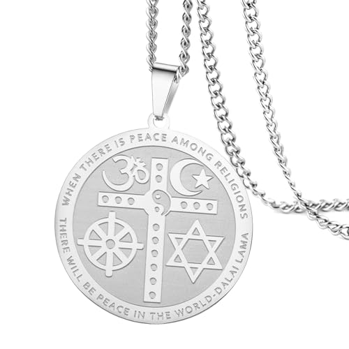 VASSAGO Coexist in Peace Halskette Yin Yang Kreuz Halskette OM Stern Halbmond Halskette Rad Davidstern Halskette für Männer Frauen von VASSAGO