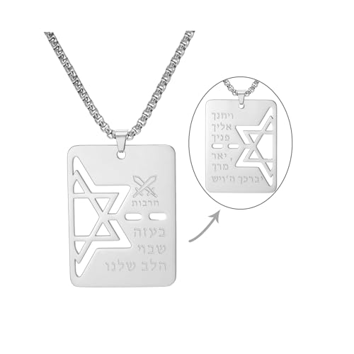 VASSAGO Davidstern Halskette Hebräische Segen Halskette Jüdische Stern Halskette Edelstahl Hunde anhänger Anhänger religiöser Israel Schmuck von VASSAGO