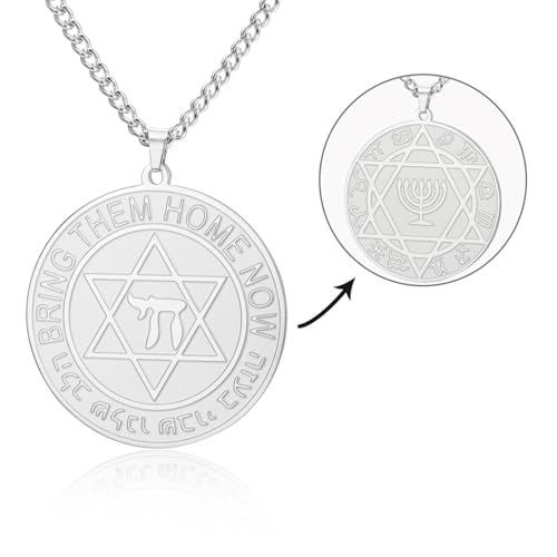VASSAGO Davidstern Halskette mit hebräischen Chai jüdischen Stern Halskette Chanukka Menorah Anhänger 12 Konstellation Halskette Amulett Jüdischer Schmuck für Männer Frauen (Silberner Davidstern) VASSAGO Davidstern Halskette mit hebräischen Chai jüdischen Stern Halskette Chanukka Menorah Anhänger 12 Konstellation Halskette Amulett Jüdischer Schmuck für Männer Frauen (Silberner Davidstern) von VASSAGO