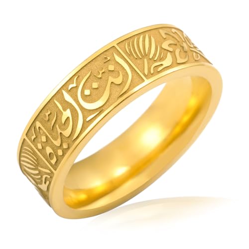 VASSAGO Edelstahl Ringe für Männer Frauen Trendy Muslim Allah Ring Islam Arabisch Shahada Ring Schmuck Geschenke von VASSAGO