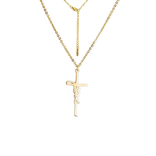 VASSAGO Glaube Kreuz Halskette für Frauen Jesus Kreuz Anhänger Halskette für Männer Frauen Christliche Religiöse Schmuck Geschenke (Gold) von VASSAGO