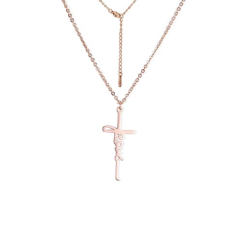 VASSAGO Glaube Kreuz Halskette für Frauen Jesus Kreuz Anhänger Halskette für Männer Frauen Christliche Religiöse Schmuck Geschenke (Roségold) von VASSAGO