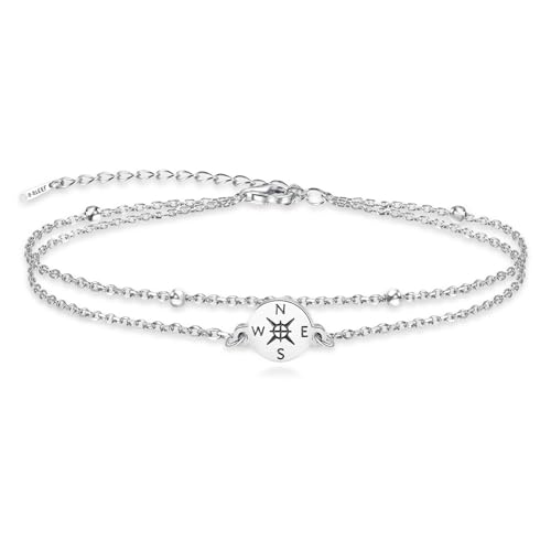 VASSAGO Graduation Armband mit verstellbarem Kompass Armband Grade High School College Graduation Layered Armband Abschluss Armband Schmuck Geschenk für Frauen Mädchen, 6.69+1.96 inches or 17+5cm, von VASSAGO