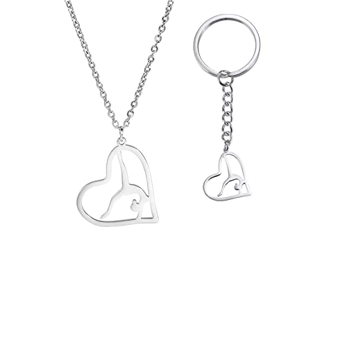 VASSAGO Gymnast Charm Halskette Gymnastik Geschenke für Mädchen Flipping Gymnastik Sport Herz Anhänger Halskette Edelstahl Inspirierende Schmuck Geschenke für Frauen Gymnastik Trainer Sport Ballerina von VASSAGO