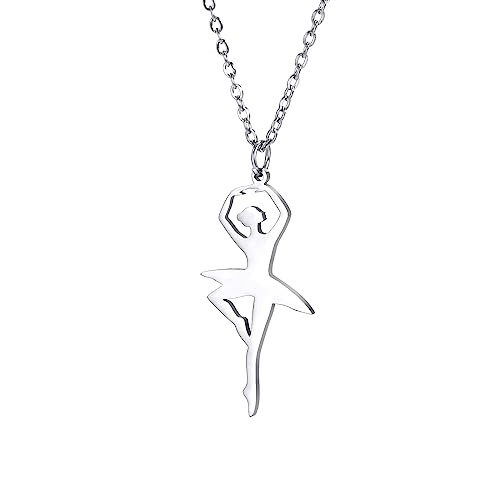 VASSAGO Halskette für kleine Mädchen, Ballerina, Ballett-Anhänger, Tanzaufführung, Geschenk, Balletttänzer, Halskette, Schmuck für Frauen, Mutter, Tochter, Edelstahl von VASSAGO