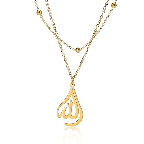 VASSAGO Halskette mit Allah-Anhänger, islamisches muslimisches Allah-Symbol, Halskette, Schmuck, Herren, Edelstahl, Allah-Halbmond-Halskette, Eid-Geschenk, religiöser Charm-Schmuck für Frauen und von VASSAGO