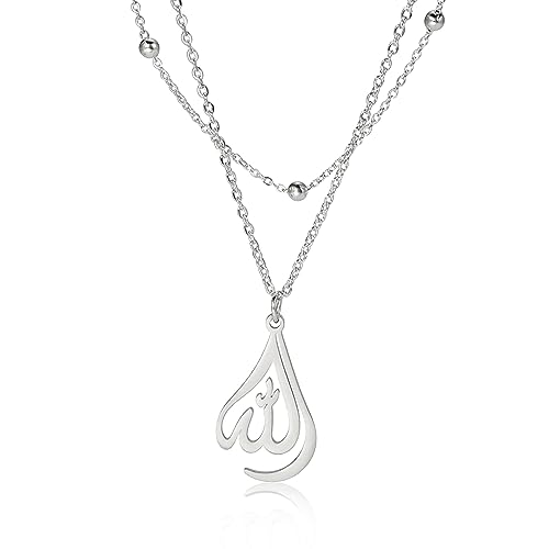 VASSAGO Halskette mit Allah-Anhänger, islamisches muslimisches Allah-Symbol, Halskette, Schmuck, Herren, Edelstahl, Allah-Halbmond-Halskette, Eid-Geschenk, religiöser Charm-Schmuck für Frauen und von VASSAGO