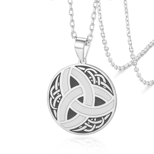 VASSAGO Halskette mit keltischem Knoten Edelstahl Triquetra-Dreieck Dreifaltigkeits-Anhänger irischer Knoten Glücksschmuck (Silber) von VASSAGO