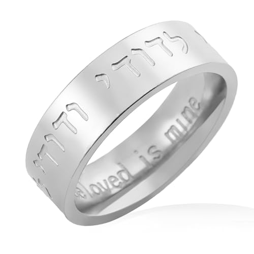 VASSAGO Hebräisches Lied von Salomo Ring Edelstahl Kabbala Segensring Hochzeit Valentinstag Ringe für Frauen Männer (59.5(18.12), Gold) von VASSAGO