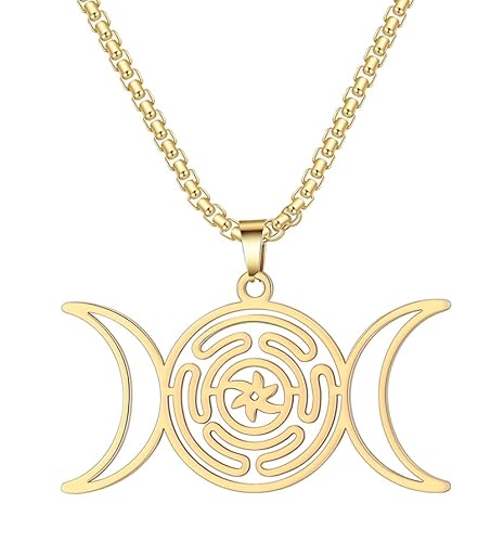 VASSAGO Rad der Hekate Göttin Halskette Strophalos Anhänger Halskette Hekate Symbol Halskette Edelstahl Pagan Wicca Amulett Schmuck von VASSAGO
