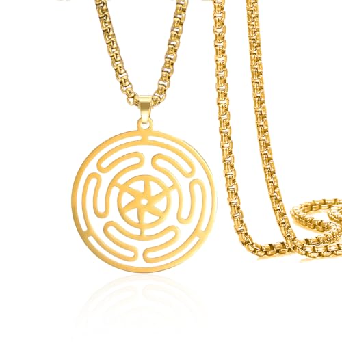 VASSAGO Rad der Hekate Göttin Halskette Strophalos Anhänger Halskette Hekate Symbol Halskette Edelstahl Pagan Wicca Amulett Schmuck von VASSAGO