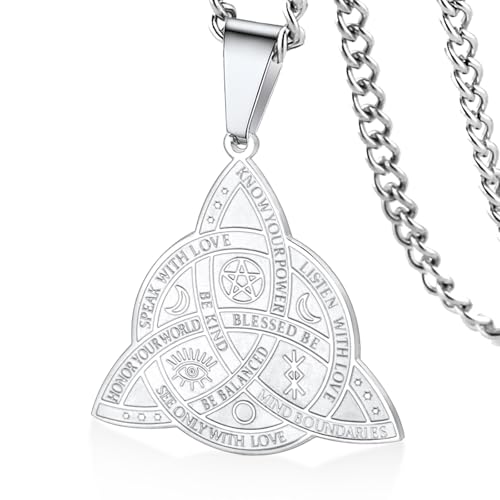 VASSAGO Hexen Knoten Anhänger dreifach Göttin Triquetra Halskette keltischen Knoten Halskette Triquetra christliche Dreifaltigkeitsknoten Halskette Irish Hexe Wiccan heidnischen Schmuck von VASSAGO