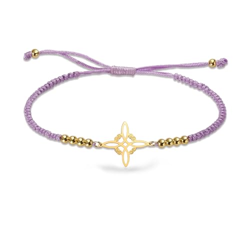 VASSAGO Hexen Knoten Armband für Frauen Männer Edelstahl magischer keltischer Knoten verstellbarer farbiger Perlen geflochtene Hexenkerne Armbänder String Wiccan Hexerei Schmuck (Hexen Knoten-P) von VASSAGO