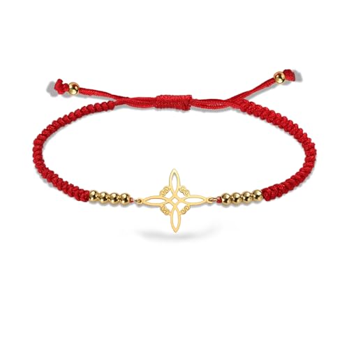 VASSAGO Hexen Knoten Armband für Frauen Männer Edelstahl magischer keltischer Knoten verstellbarer farbiger Perlen geflochtene Hexenkerne Armbänder String Wiccan Hexerei Schmuck (Hexen Knoten-R) von VASSAGO