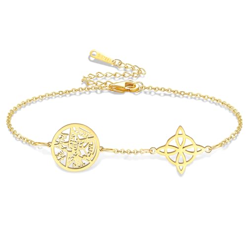 VASSAGO Hexenknoten Armband Tetragrammaton Pentagramm Armband keltischer Knoten Anhänger Schutzamulett Hexerei heidnischer irischer Schmuck für Damen und Herren (gold 2) von VASSAGO