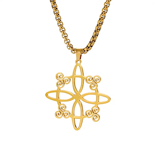 VASSAGO Hexenknoten-Halskette für Männer und Frauen, keltischer Hexenknoten-Anhänger, Halsketten, Edelstahl, Triskele, Triskelion, Charm, Amulett, heidnisch, Wicca, Schmuck, Geschenk, Edelstahl von VASSAGO