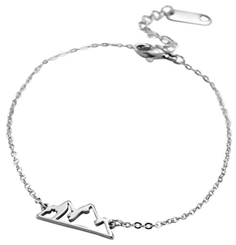 VASSAGO Hohl Design Natur Schnee Berg Anhänger Armband Edelstahl Charm Wandern Reisen Verstellbare Armbänder für Männer Frauen von VASSAGO