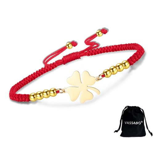 VASSAGO Kleeblatt-Armband für Damen, Edelstahl, vierblättriges Kleeblatt-Armband, Glücksglieder-Armband, trendiger Schmuck, Geschenke für Frauen, One Size, Edelstahl, Kein Edelstein von VASSAGO