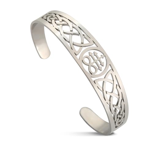 Lucifer Armband Leviathan Kreuz Armreif Armband Satanic Baphomet Symbol Siegel des Satans Dämon Teufel keltischer Knoten Manschette Armbänder Gothic Schmuck Männer Frauen (Silber Leviathan Kreuz) von VASSAGO