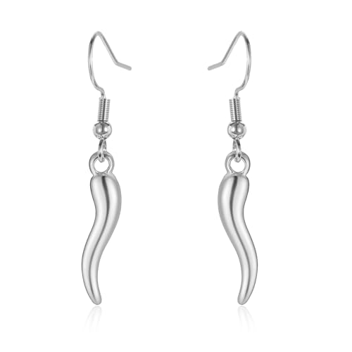 VASSAGO Lucky Amulett Italienisches Horn baumeln Ohrringe für Frauen Edelstahl Cornicello Tropfen Ohrringe, Edelstahl, Kein Edelstein von VASSAGO