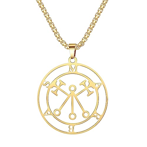 VASSAGO Marbas Halskette Satan Statement Halskette Dämon Siegel Barbas Halskette Edelstahl Marbas Teufel Symbol Salomon Schlüsselschmuck, Edelstahl von VASSAGO