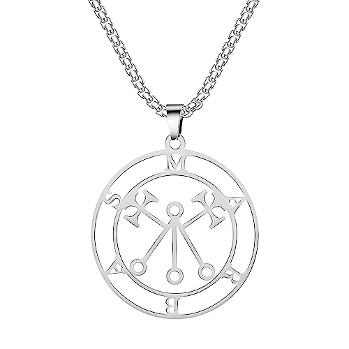 VASSAGO Marbas Halskette Satan Statement Halskette Dämon Siegel Barbas Halskette Edelstahl Marbas Teufel Symbol Salomon Schlüsselschmuck, Edelstahl von VASSAGO