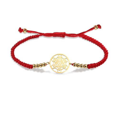 VASSAGO Metatron Würfel Armband für Frauen Männer Heilige Geometrie Dichtungen von Erzengel Edelstahl verstellbare farbige Perlen geflochtene Armbänder Amulett Schmuck (Metatron Würfel-R) von VASSAGO