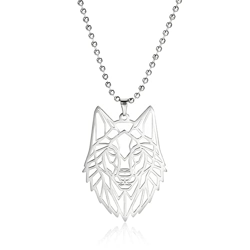 VASSAGO Modischer Wolf-Anhänger, Halskette, Edelstahl, hohler Wolf der Wand, Tieranhänger, Halskette I am Wolf, Fans Schmuck, einzigartiges Geschenk für Männer und Teenager (S) von VASSAGO