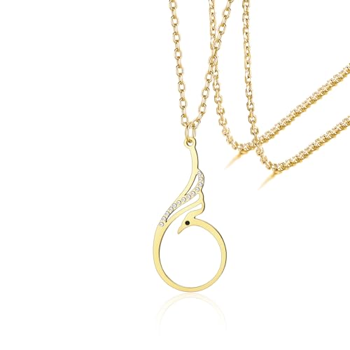 VASSAGO Phönix-Halskette für Damen Edelstahl Feuervogel-Anhänger trendiges Symbol für Glück und Erneuerung Schmuck (Gold 2) von VASSAGO