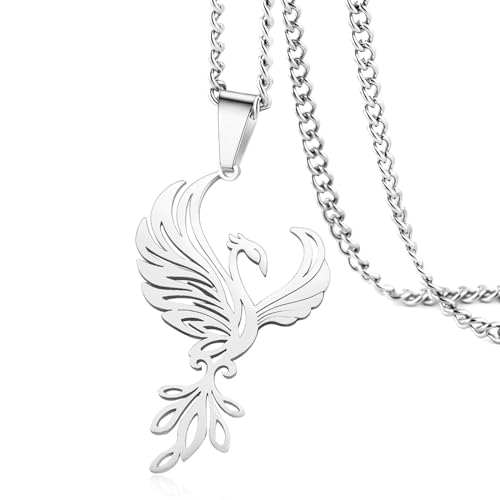 VASSAGO Rising Phoenix Halskette für Frauen Edelstahl Phoenix Feuervogel Anhänger Halskette für Männer Trendy Schmuck Geschenke von VASSAGO