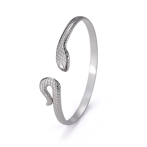 VASSAGO Schlangenarmband, offener Armreif, Schlangenarmband, Wickelarmband, Bypass-Armband, verstellbar, Tier-Manschette, Schlangenhandschmuck für Damen und Mädchen, adjustable or NA, Edelstahl, Kein von VASSAGO