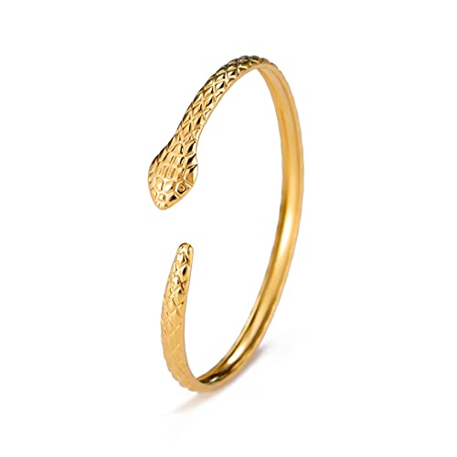 VASSAGO Schlangenarmband, offener Armreif, Schlangenarmband, Wickelarmband, Bypass-Armband, verstellbar, Tier-Manschette, Schlangenhandschmuck für Damen und Mädchen, 0.39 inch, Edelstahl, Kein von VASSAGO