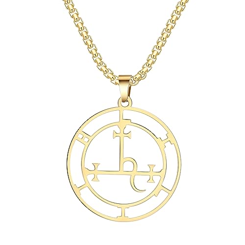 VASSAGO Sigil of Lilith Halskette Lilith Sigil Hekate Göttin Anhänger Luzifer Satanisches Lilith Symbol Wicca Schmuck Geschenke für Frauen Männer, Edelstahl von VASSAGO