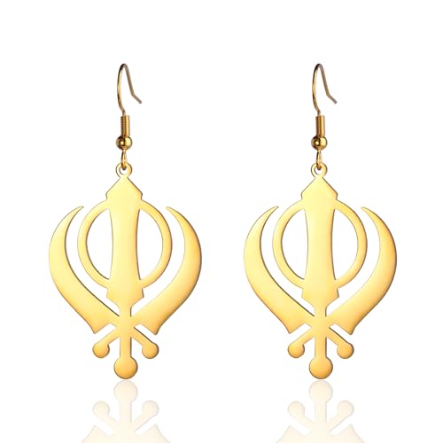 VASSAGO Sikhismus-Halskette, Sikh-Khanda-Schwert-Halskette für Damen und Herren, Edelstahl, Sikhs-Halsketten, Schwert, Symbol, Anhänger, religiöser Schmuck, Edelstahl von VASSAGO