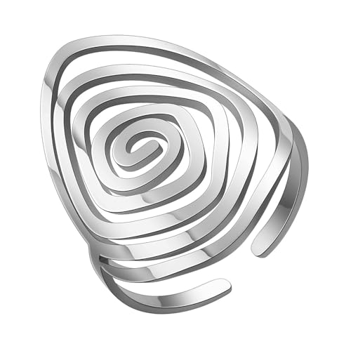 VASSAGO Spiralringe Unregelmäßige Wirbel Spirale Anhänger Ringe für Frauen Mädchen Swirl Spiral Geometrische Fidget Statement Ring Übertrieben Offen Verstellbares Band, Edelstahl VASSAGO Spiralringe Unregelmäßige Wirbel Spirale Anhänger Ringe für Frauen Mädchen Swirl Spiral Geometrische Fidget Statement Ring Übertrieben Offen Verstellbares Band, Edelstahl von VASSAGO