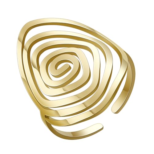 VASSAGO Spiralringe Unregelmäßige Wirbel Spirale Anhänger Ringe für Frauen Mädchen Swirl Spiral Geometrische Fidget Statement Ring Übertrieben Offen Verstellbares Band, Edelstahl VASSAGO Spiralringe Unregelmäßige Wirbel Spirale Anhänger Ringe für Frauen Mädchen Swirl Spiral Geometrische Fidget Statement Ring Übertrieben Offen Verstellbares Band, Edelstahl von VASSAGO