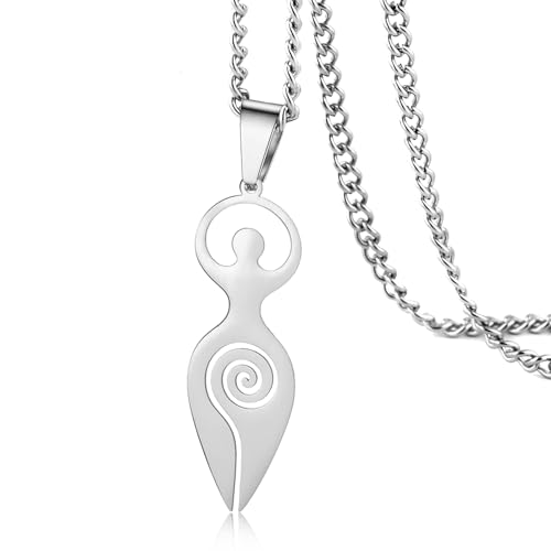 VASSAGO Wicca Spirale Göttin Anhänger Fruchtbarkeit Symbol Halskette Edelstahl Schwangerschaft Halskette Göttin Amulett Heidnisch Frauen Schmuck von VASSAGO