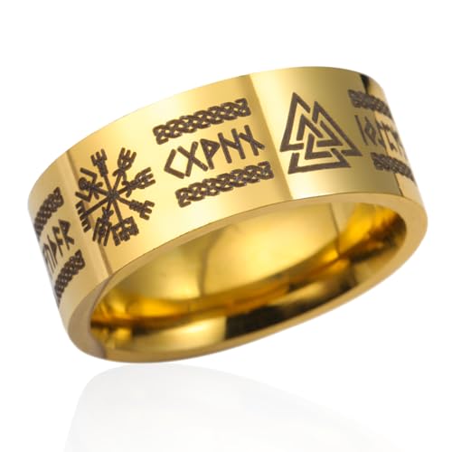VASSAGO Wikinger Ringe für Männer Frauen Nordische Runen Mjolnir Vegvisir Kompass Triskele Valknut Helm der Amulett Ring keltischen Knoten Triquetra Ring Größe 7-12 von VASSAGO