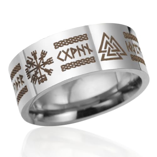 VASSAGO Wikinger Ringe für Männer Frauen Nordische Runen Mjolnir Vegvisir Kompass Triskele Valknut Helm der Amulett Ring keltischen Knoten Triquetra Ring Größe 7-12 VASSAGO Wikinger Ringe für Männer Frauen Nordische Runen Mjolnir Vegvisir Kompass Triskele Valknut Helm der Amulett Ring keltischen Knoten Triquetra Ring Größe 7-12 von VASSAGO