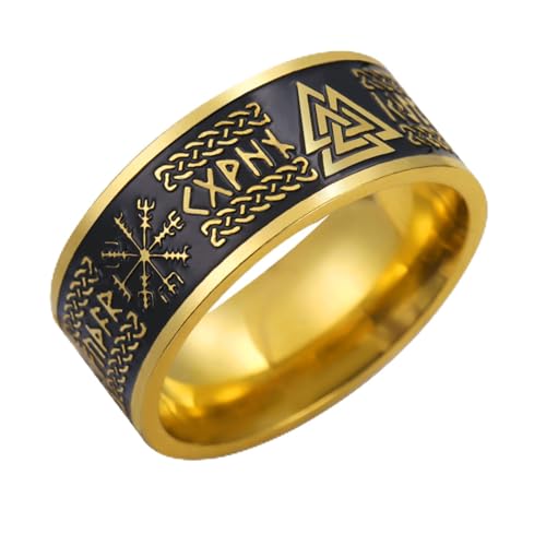 VASSAGO Wikinger Ringe für Männer Frauen Nordische Runen Mjolnir Vegvisir Kompass Triskele Valknut Helm der Amulett Ring keltischen Knoten Triquetra Ring Größe 7-12 von VASSAGO