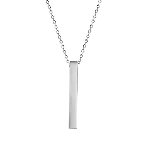 Vertikale Bar Anhänger Halskette Einfache Bar Halskette Edelstahl Linear Bar Halskette Minimalistische Bar Halskette 3D Bar Halsketten für Frauen Flachbar Halskette Klassische Kette Schmuck Mädchen von VASSAGO