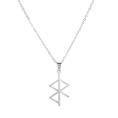 Viking Rune Halskette Frieden Runen Anhänger Viking Symbol Edelstahl Nordic Rune Schutz Talisman heidnischen Schmuck Geschenk für Männer Frauen (Silber) von VASSAGO