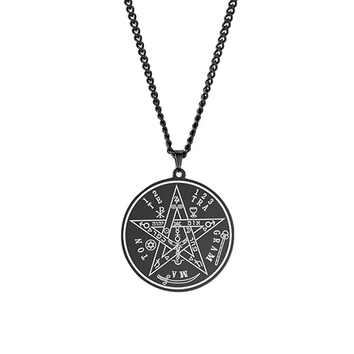 VASSAGO Vintage Hebräisch Esoterik Tetragrammaton Halskette Edelstahl Pentagramm Talisman Name Gottes Anhänger Schmuck für Männer Frauen von VASSAGO