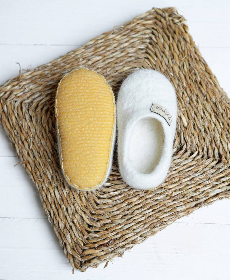 Gefilzte Wolle Kinder Hausschuhe Naturkautschuksohle Clogs von VASlippers