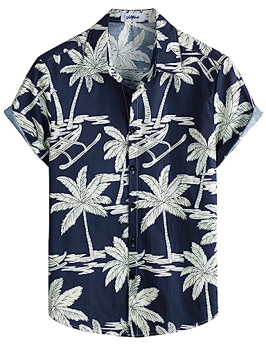 VATPAVE Herren Baumwolle Hawaii Hemd Männer Blumen Freizeit Kurzarmhemd Sommerhemd Festival Hemd X-Large Kokosnuss Boot von VATPAVE