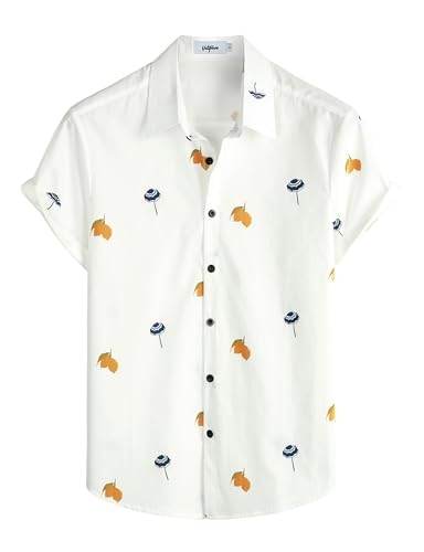 VATPAVE Herren Baumwolle Hawaii Hemd Männer Blumen Freizeit Kurzarmhemd Sommerhemd Hawaiihemd XX-Large Weiße Zitrone VATPAVE Herren Baumwolle Hawaii Hemd Männer Blumen Freizeit Kurzarmhemd Sommerhemd Hawaiihemd XX-Large Weiße Zitrone von VATPAVE