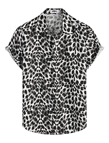 VATPAVE Herren Baumwolle Hawaii Hemd Männer Blumen Freizeit Kurzarmhemd Sommerhemd Regular Fit 3X-Large Schwarzer Fleck von VATPAVE