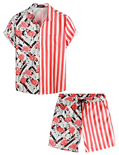VATPAVE Herren Flamingo Hawaii 2 Teiliges Sets Kurzarm Freizeithemden Strand Outfits Mittel Rot Flamingo VATPAVE Herren Flamingo Hawaii 2 Teiliges Sets Kurzarm Freizeithemden Strand Outfits Mittel Rot Flamingo von VATPAVE