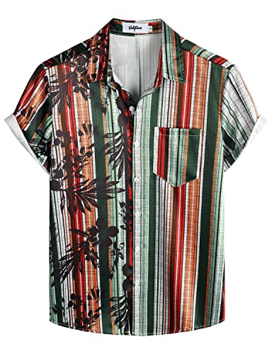 VATPAVE Herren Flamingo Hawaii Hemd Männer Freizeit Kurzarmhemd Sommer Strandhemd Blumen Hemden Klein Mehrere Blätter von VATPAVE