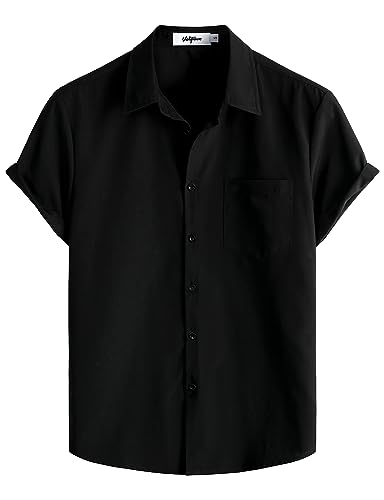 VATPAVE Herren Gestreifte Sommerhemden Casual Kurzarm Knopfleiste Strand Stilvolle Freizeithemden XX-Large Reines Schwarz VATPAVE Herren Gestreifte Sommerhemden Casual Kurzarm Knopfleiste Strand Stilvolle Freizeithemden XX-Large Reines Schwarz von VATPAVE